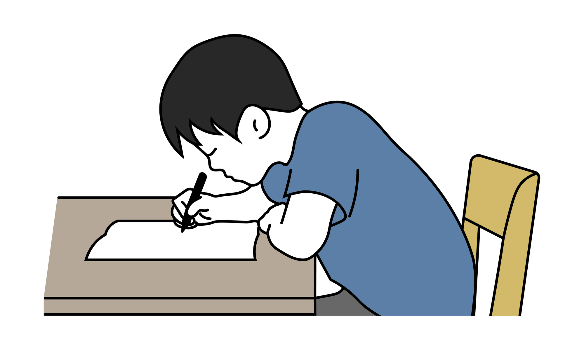 椅子に座る姿勢が崩れたお子さんのイラスト